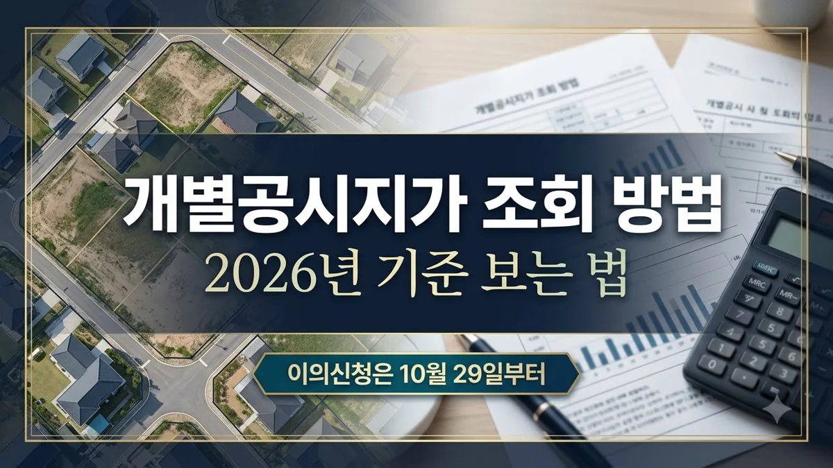 개별공시지가 조회 방법과 2026년 공시 일정